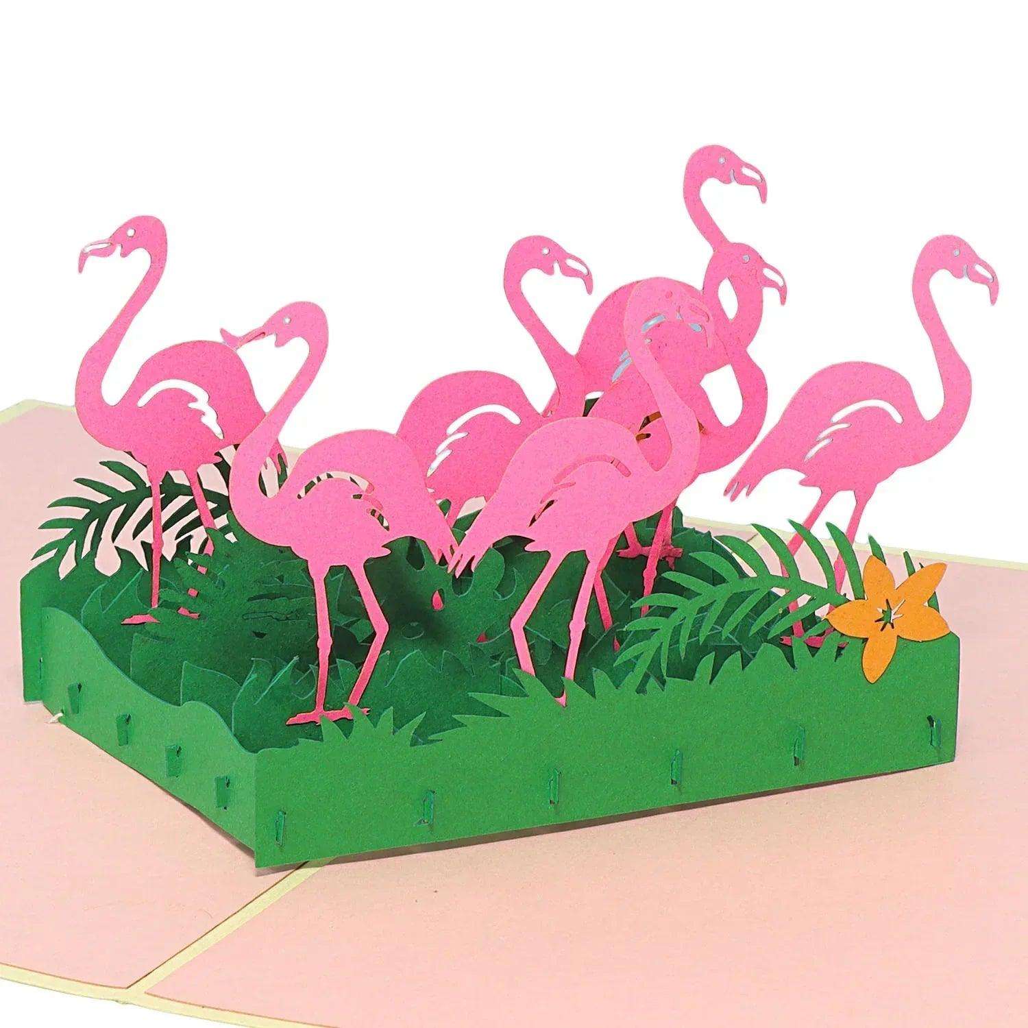 3D Pop-Up Karte Flamingos, N289 - LINPopUp
