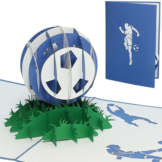3D Pop-Up Karte Fußball Blau, N306 - LINPopUp
