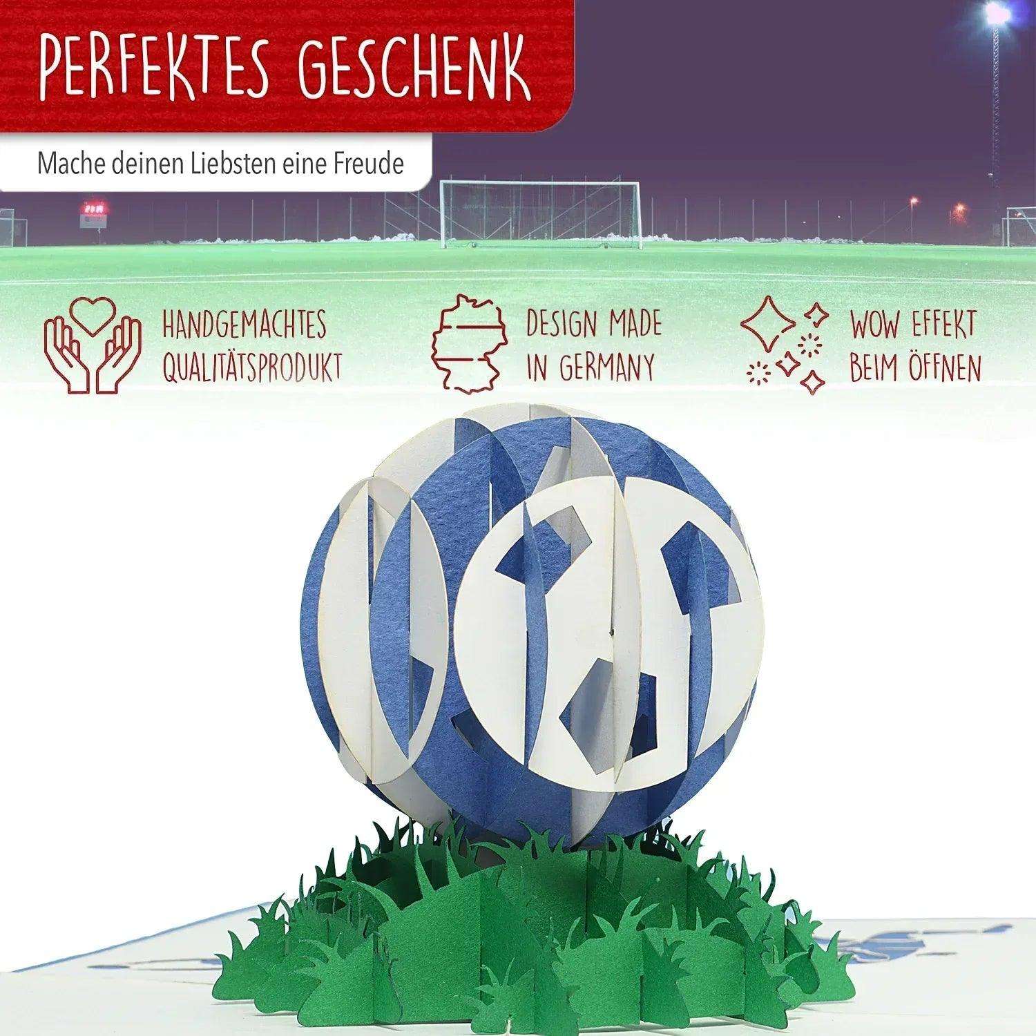 3D Pop-Up Karte Fußball Blau, N306 - LINPopUp