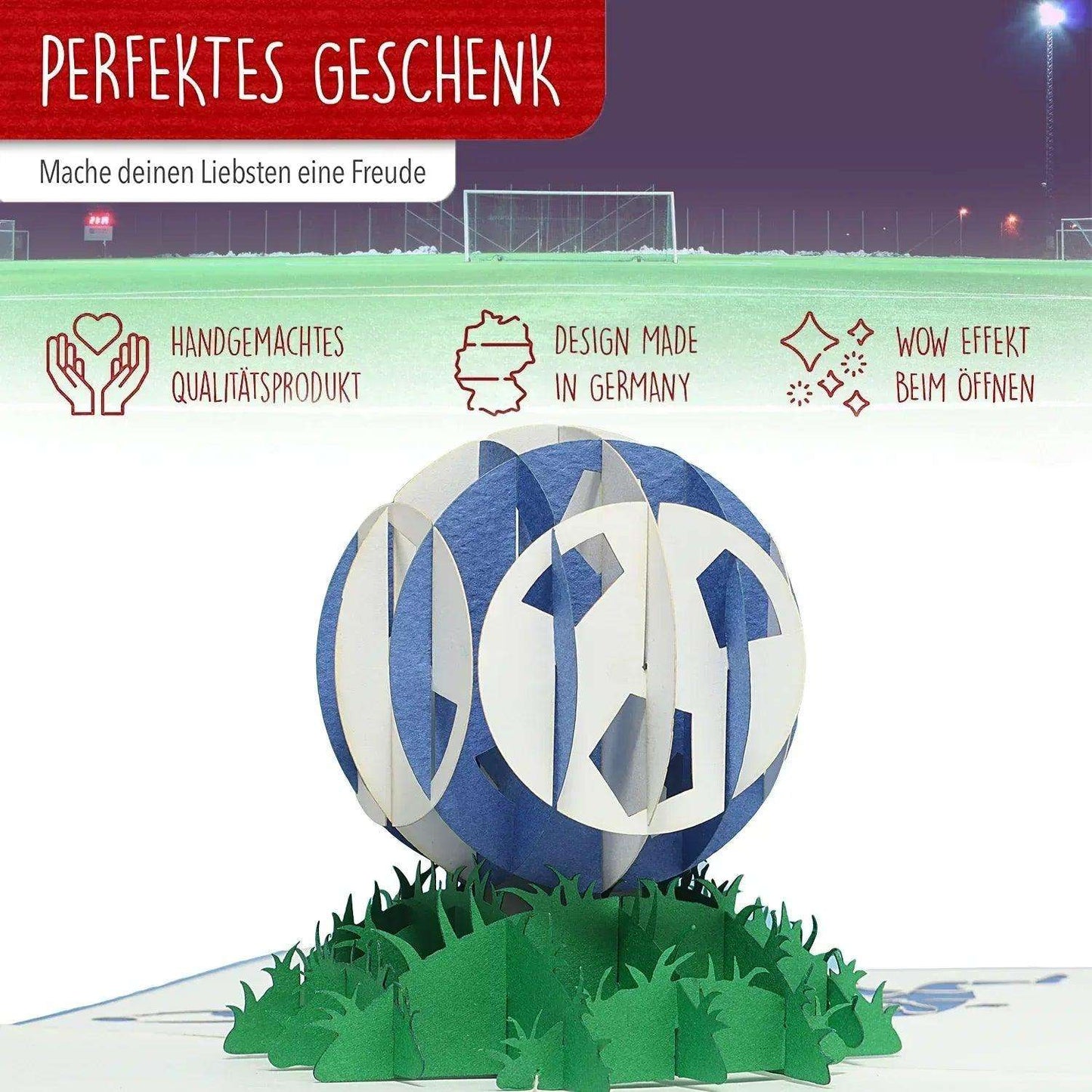 3D Pop-Up Karte Fußball Blau, N306 - LINPopUp