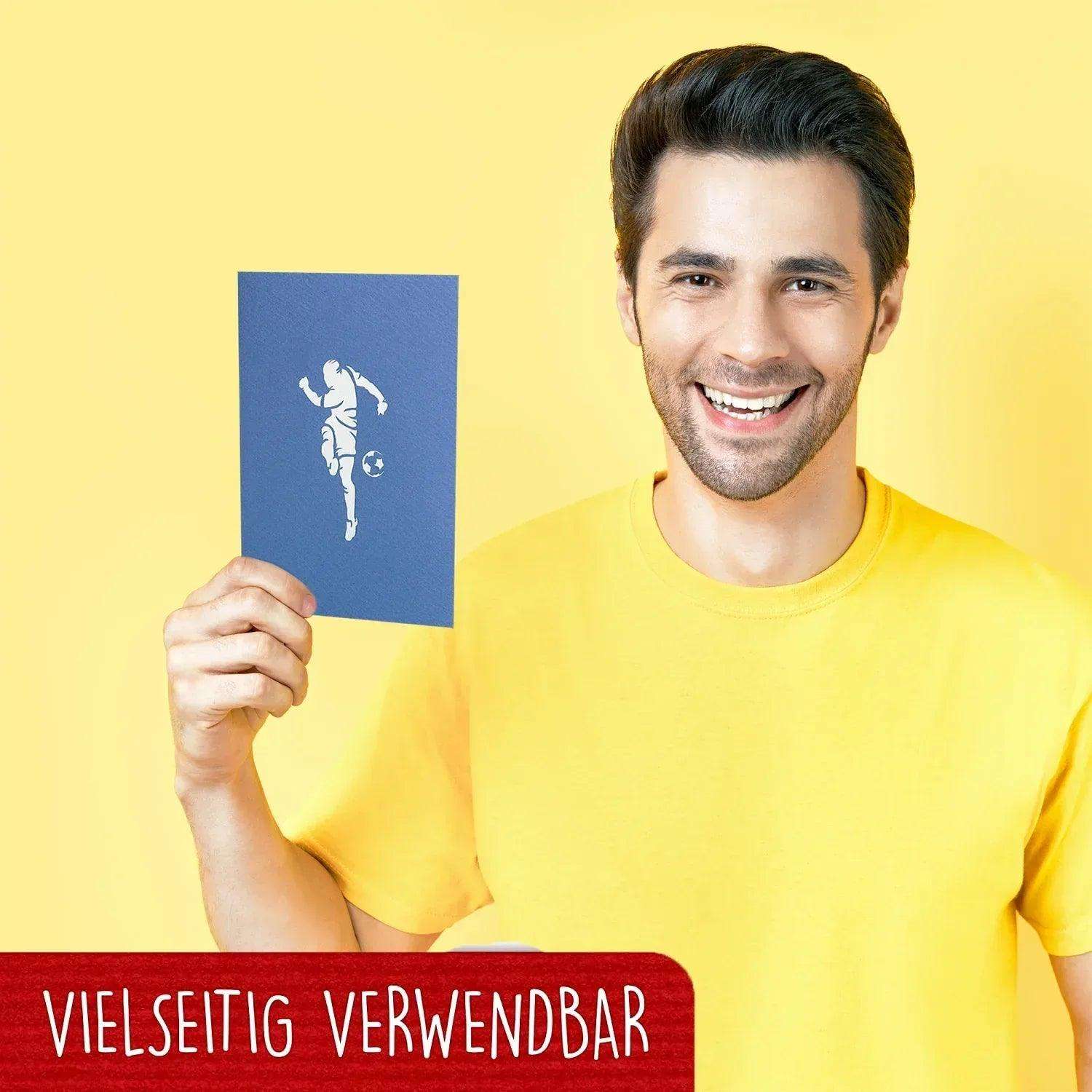 3D Pop-Up Karte Fußball Blau, N306 - LINPopUp