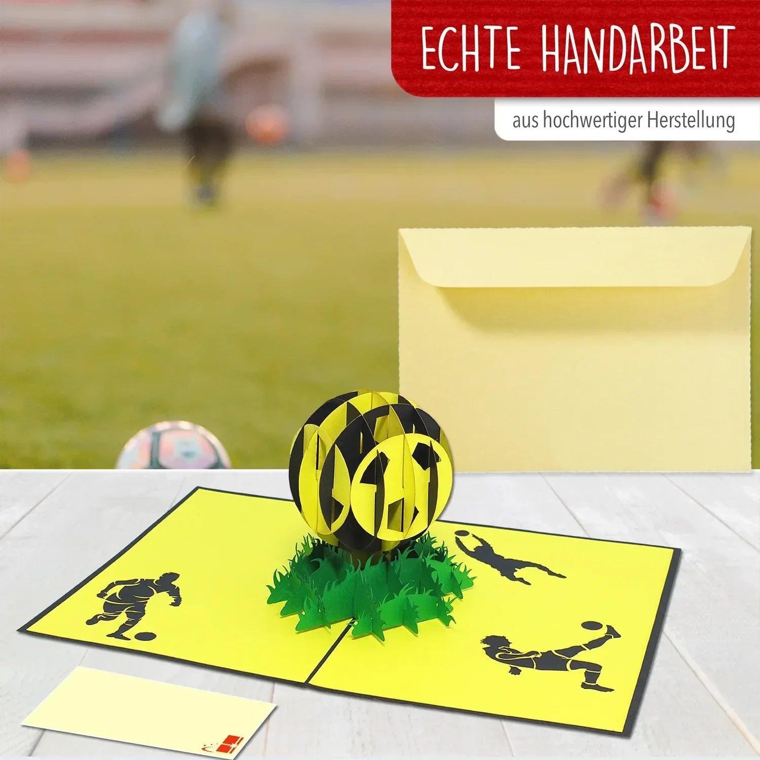 3D Pop-Up Karte Fußball Gelb Schwarz, N304 - LINPopUp
