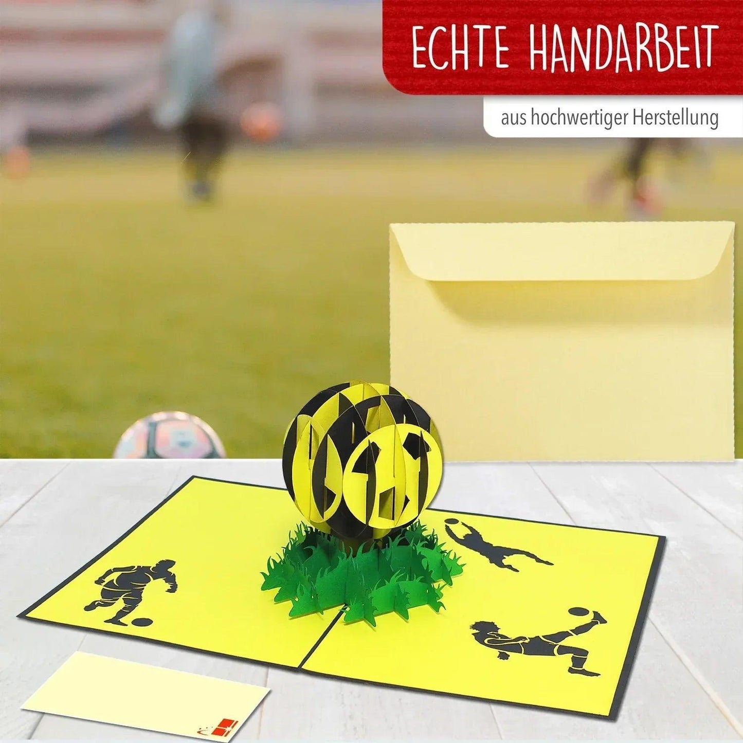 3D Pop-Up Karte Fußball Gelb Schwarz, N304 - LINPopUp