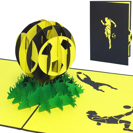 3D Pop-Up Karte Fußball Gelb Schwarz, N304 - LINPopUp