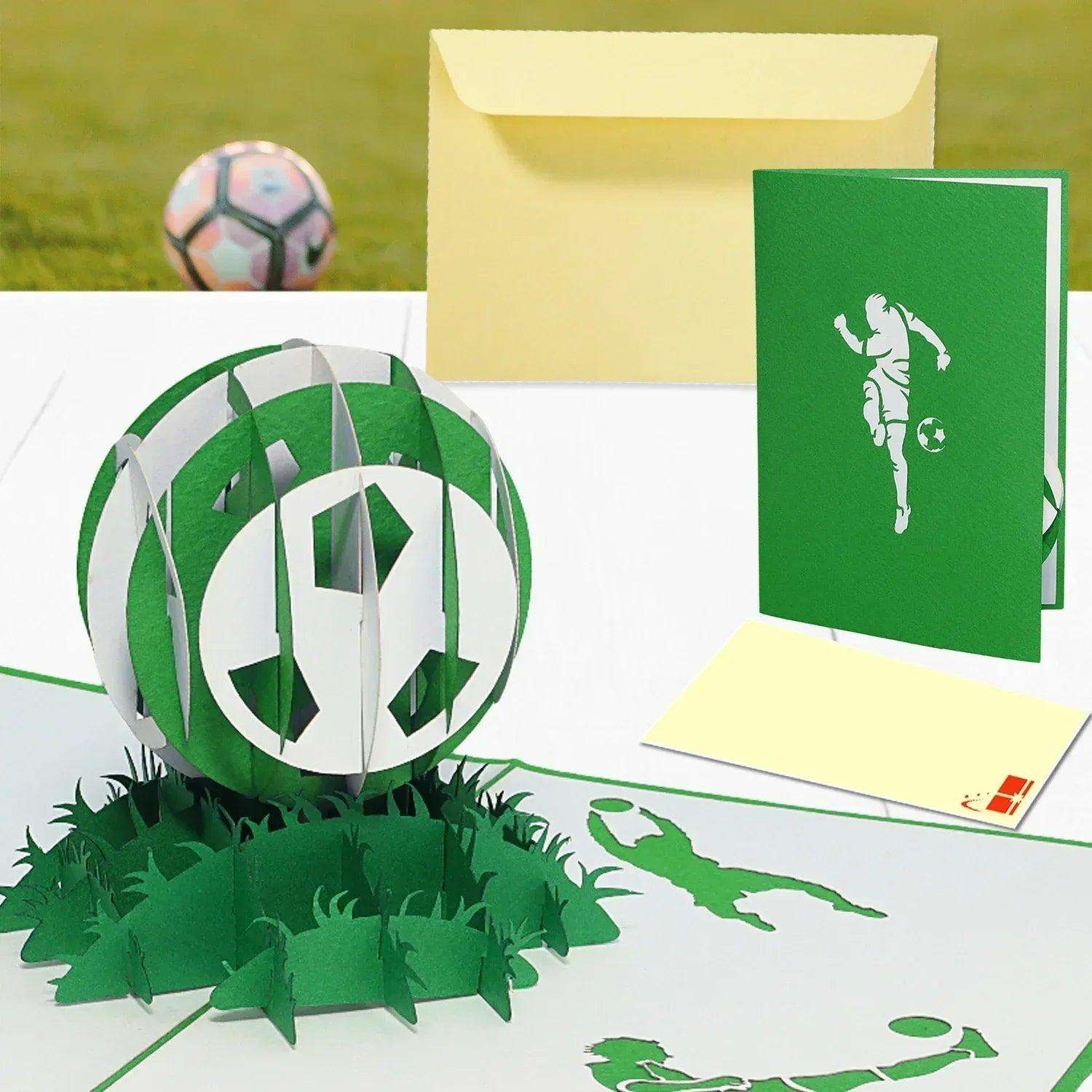 3D Pop-Up Karte Fußball Grün Weiß, N307 - LINPopUp
