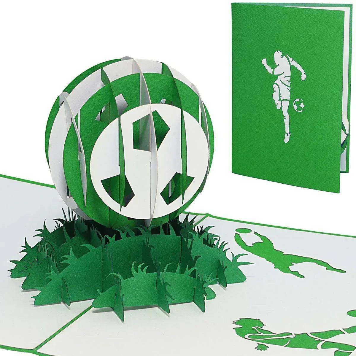 3D Pop-Up Karte Fußball Grün Weiß, N307 - LINPopUp