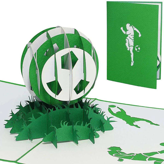 3D Pop-Up Karte Fußball Grün Weiß, N307 - LINPopUp