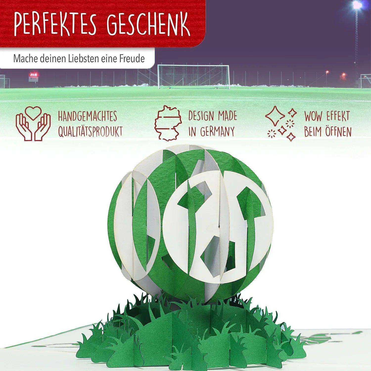 3D Pop-Up Karte Fußball Grün Weiß, N307 - LINPopUp
