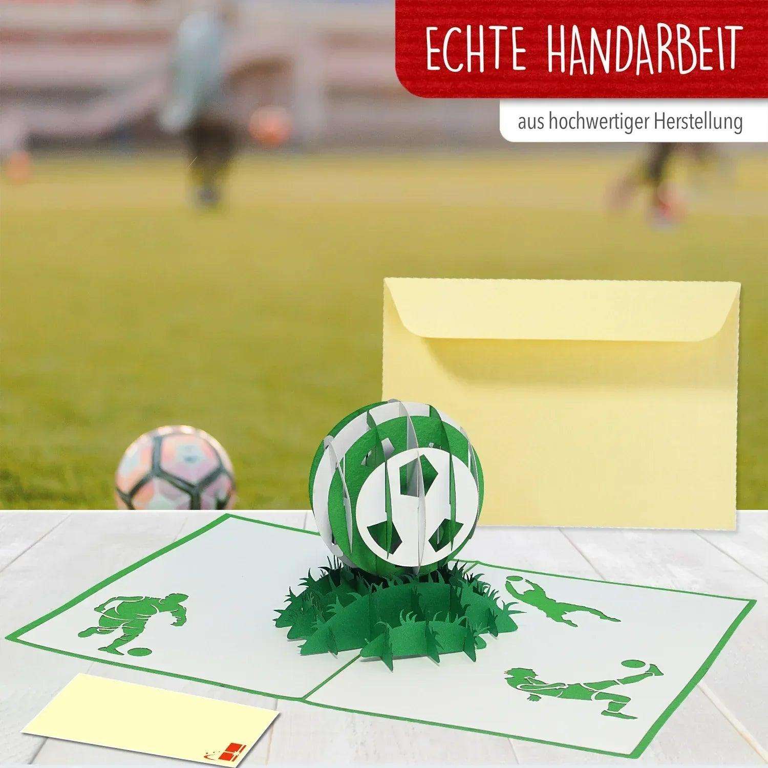 3D Pop-Up Karte Fußball Grün Weiß, N307 - LINPopUp