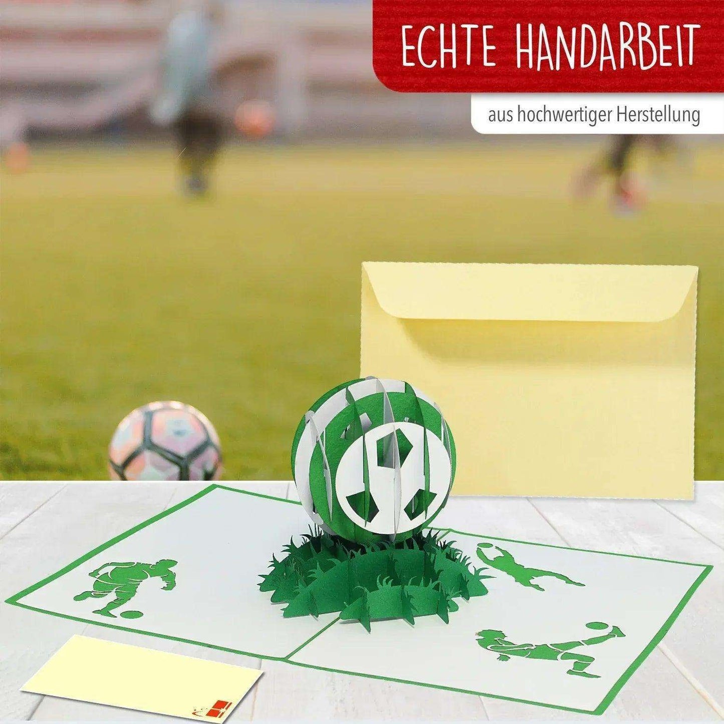 3D Pop-Up Karte Fußball Grün Weiß, N307 - LINPopUp