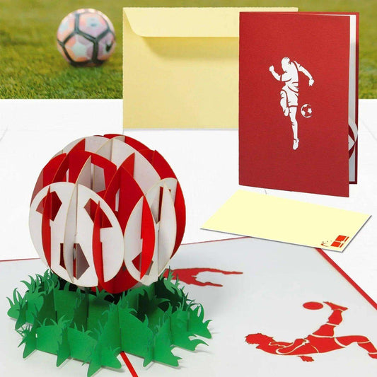 3D Pop-Up Karte Fußball Rot Weiß, N305 - LINPopUp