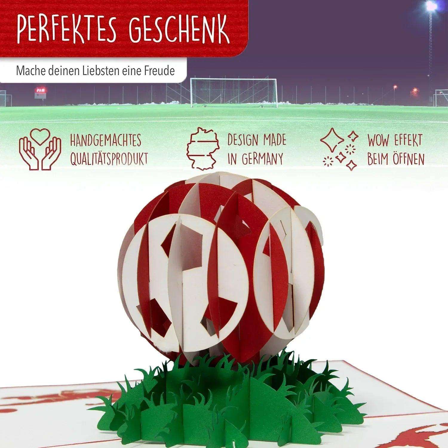 3D Pop-Up Karte Fußball Rot Weiß, N305 - LINPopUp