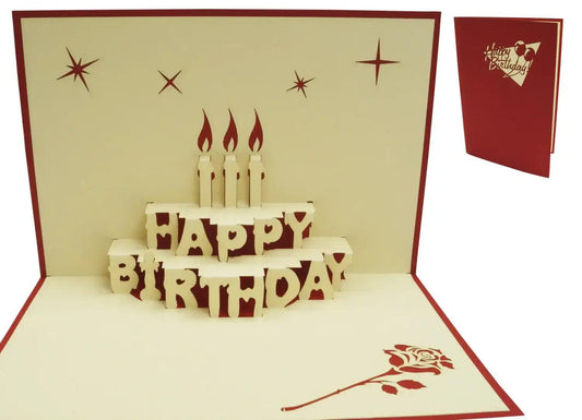 3D Pop-Up Karte Geburtstag Kerzen Torte, N2 - LINPopUp