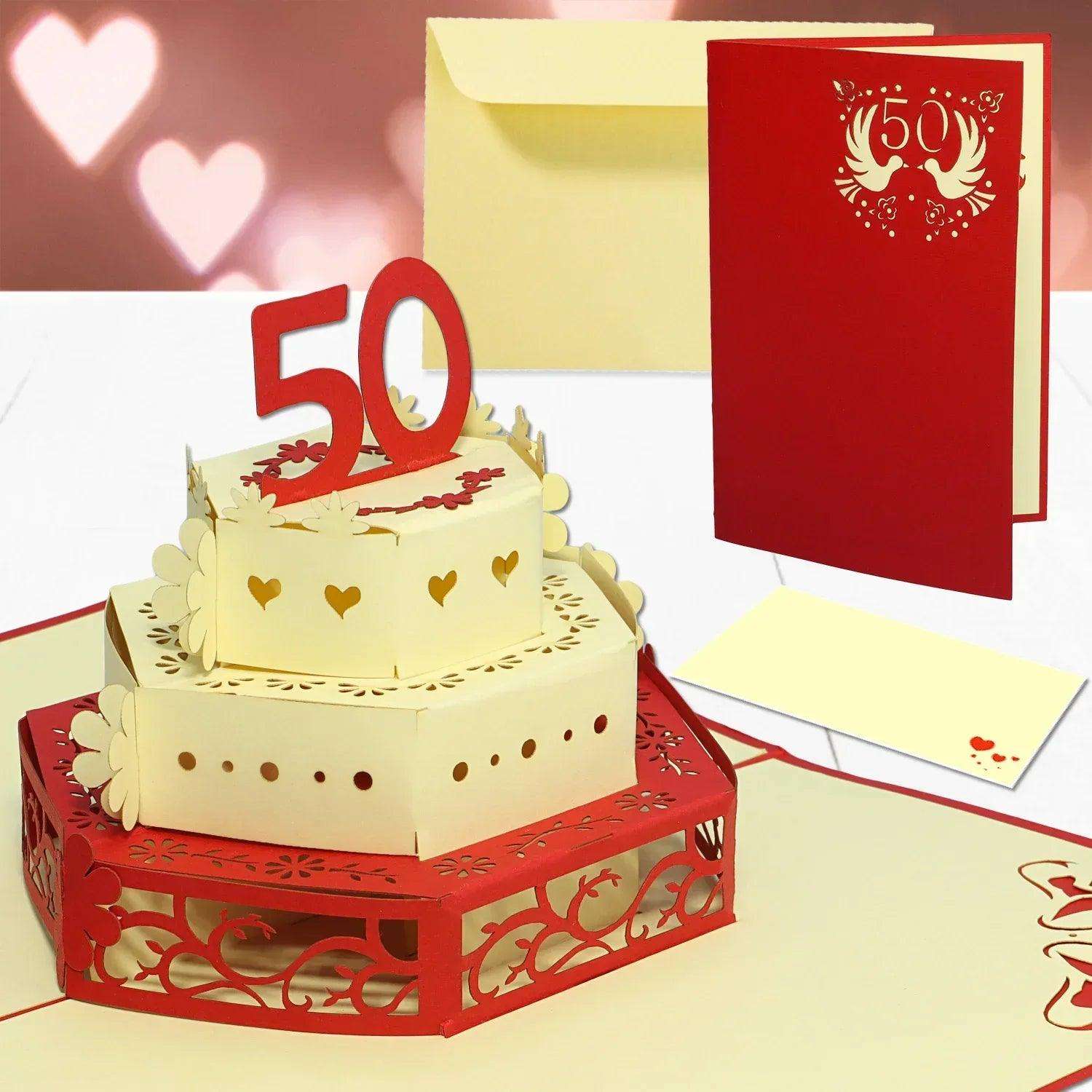 3D Pop-Up Karte Goldene Hochzeit 50 Jahre, N380 LINPopUp N380