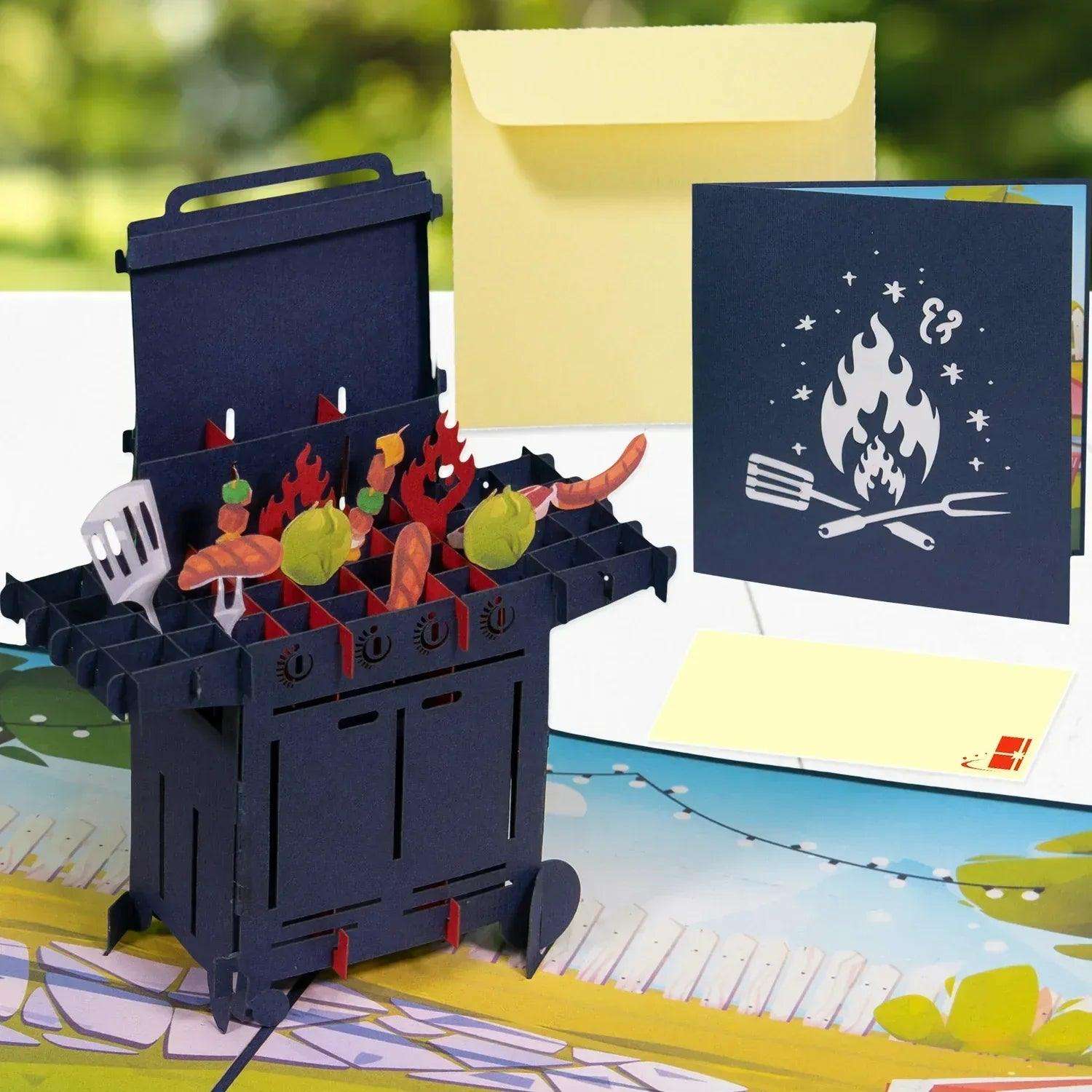 3D Pop-Up Karte Grill Grillanlage, N113 - LINPopUp