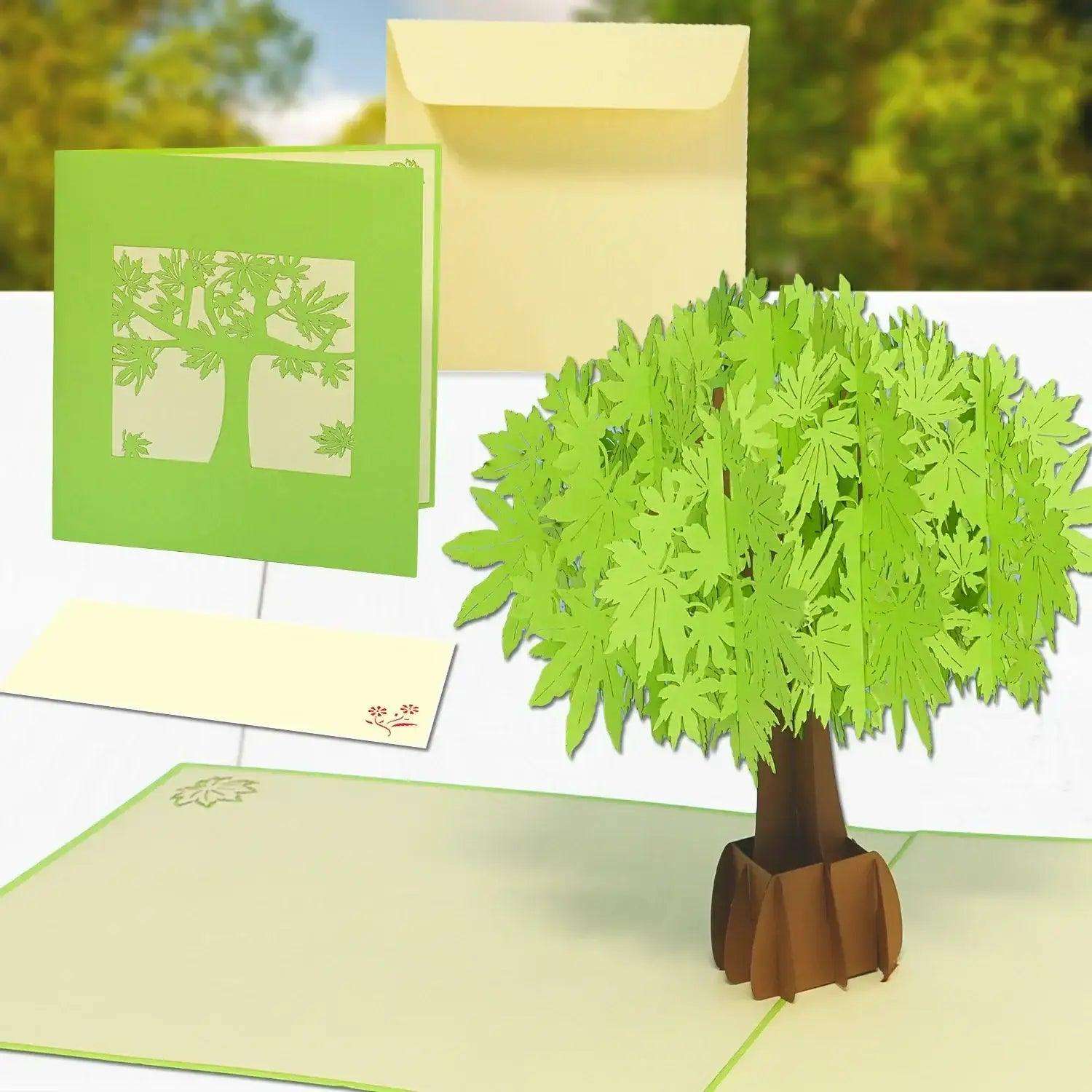 Pop Up Karte 3D Grüner Baum Natur – Grußkarte Geburtstag & Naturliebhaber LINPopUp 17607-N718