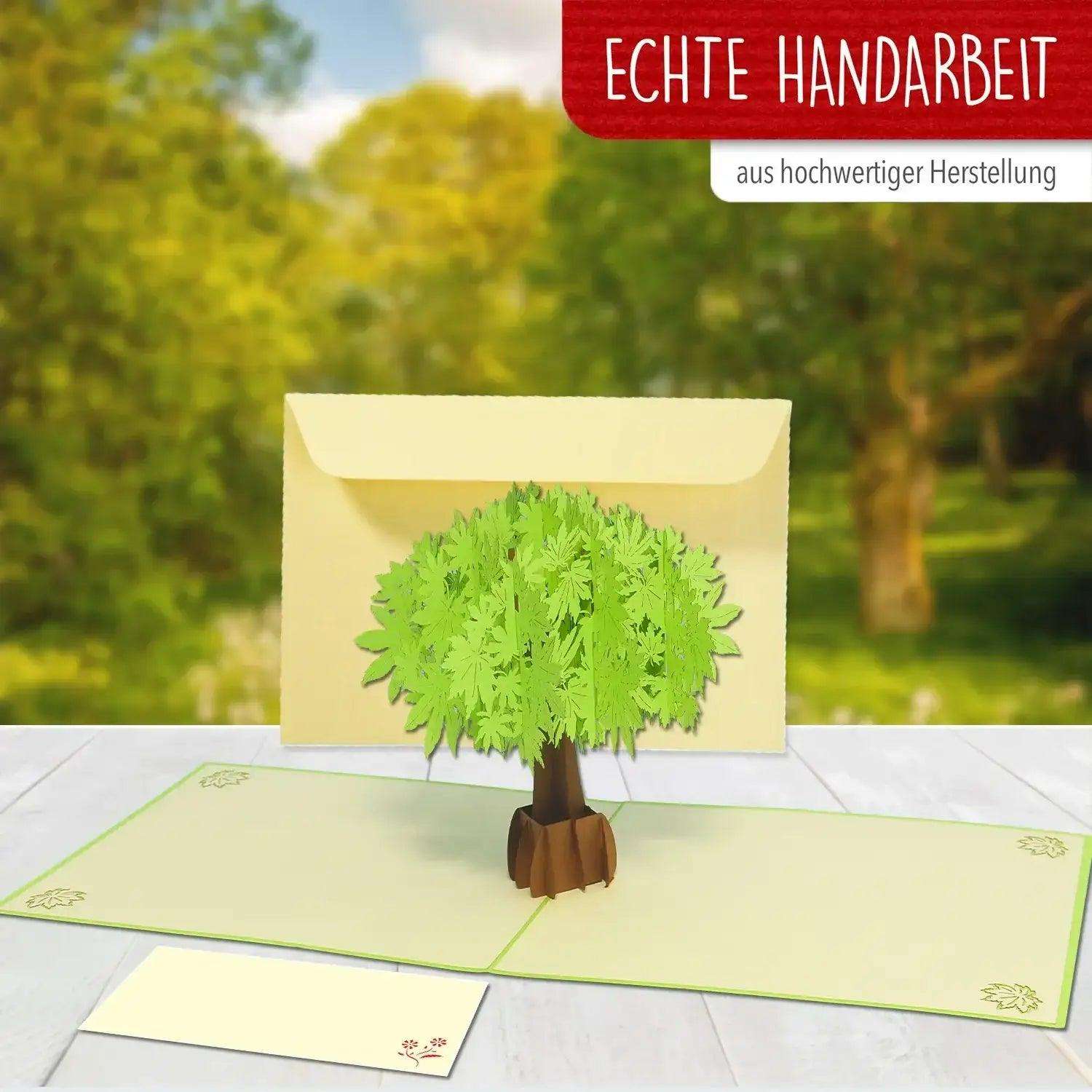 Pop Up Karte 3D Grüner Baum Natur – Grußkarte Geburtstag & Naturliebhaber LINPopUp 17607-N718