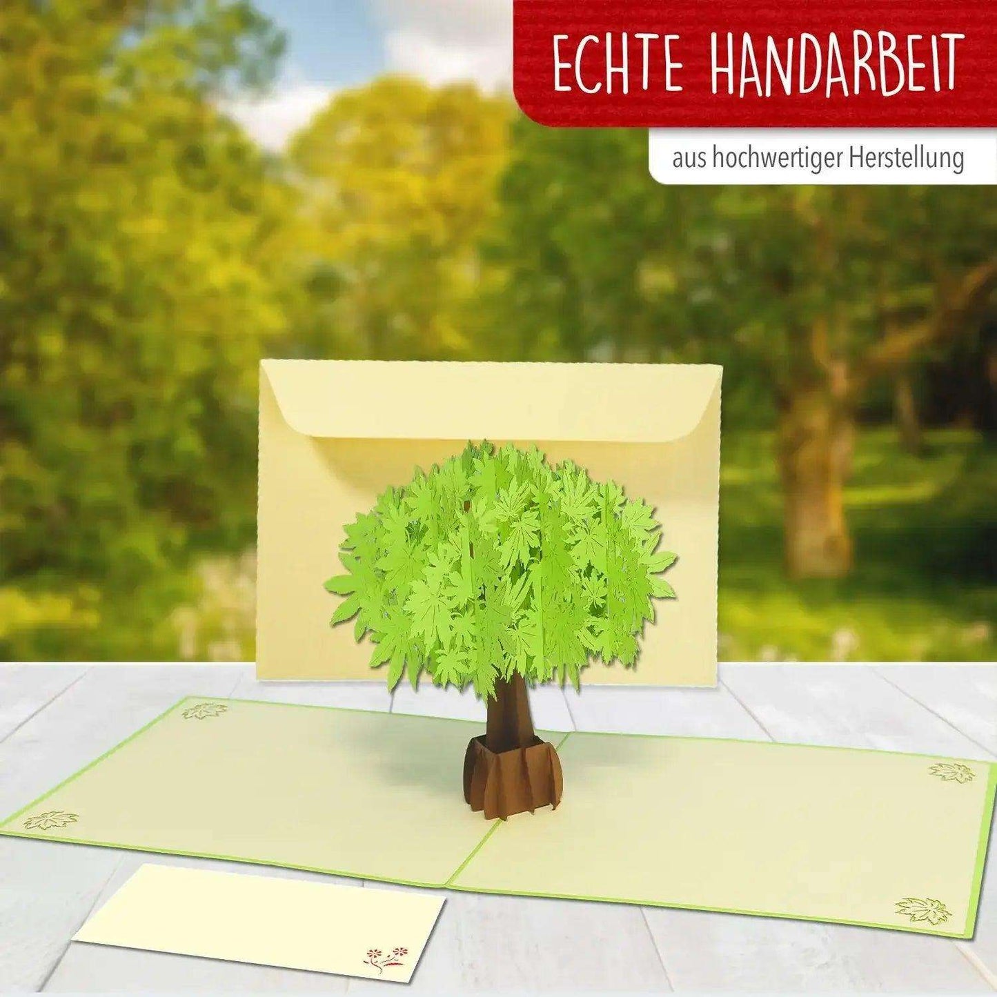 Pop Up Karte 3D Grüner Baum Natur – Grußkarte Geburtstag & Naturliebhaber - LINPopUp