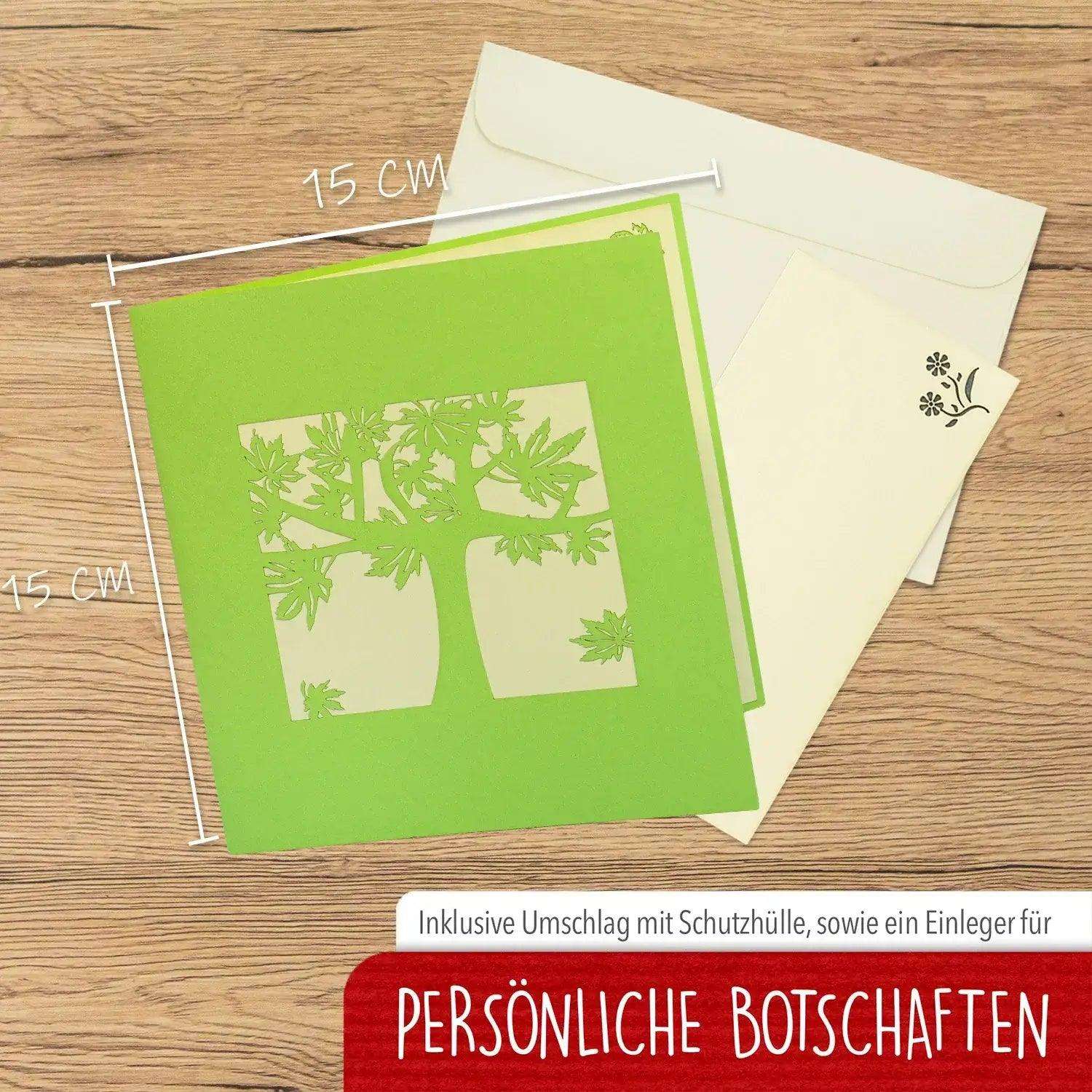 Pop Up Karte 3D Grüner Baum Natur – Grußkarte Geburtstag & Naturliebhaber LINPopUp 17607-N718