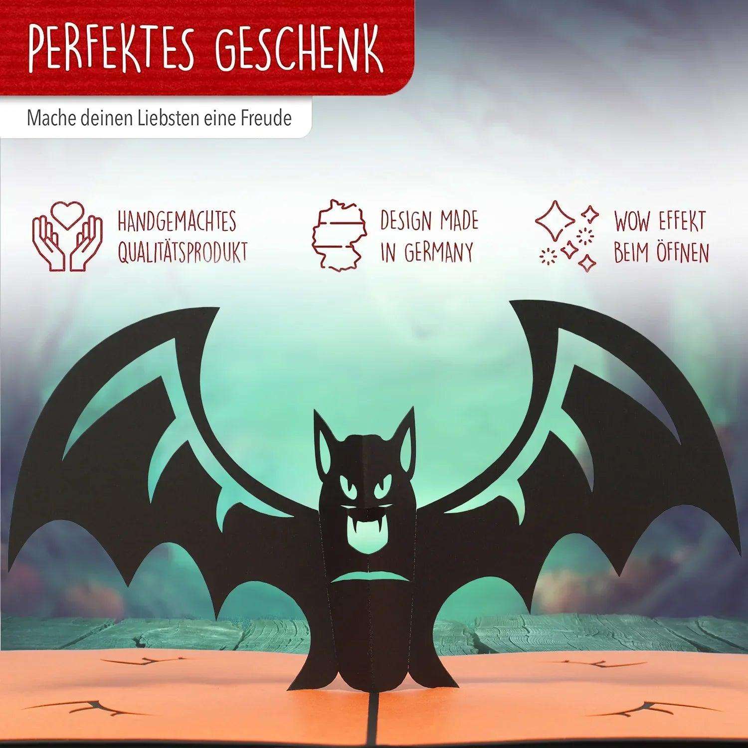 3D Pop-Up Karte Halloween Fledermaus, N140 - LINPopUp