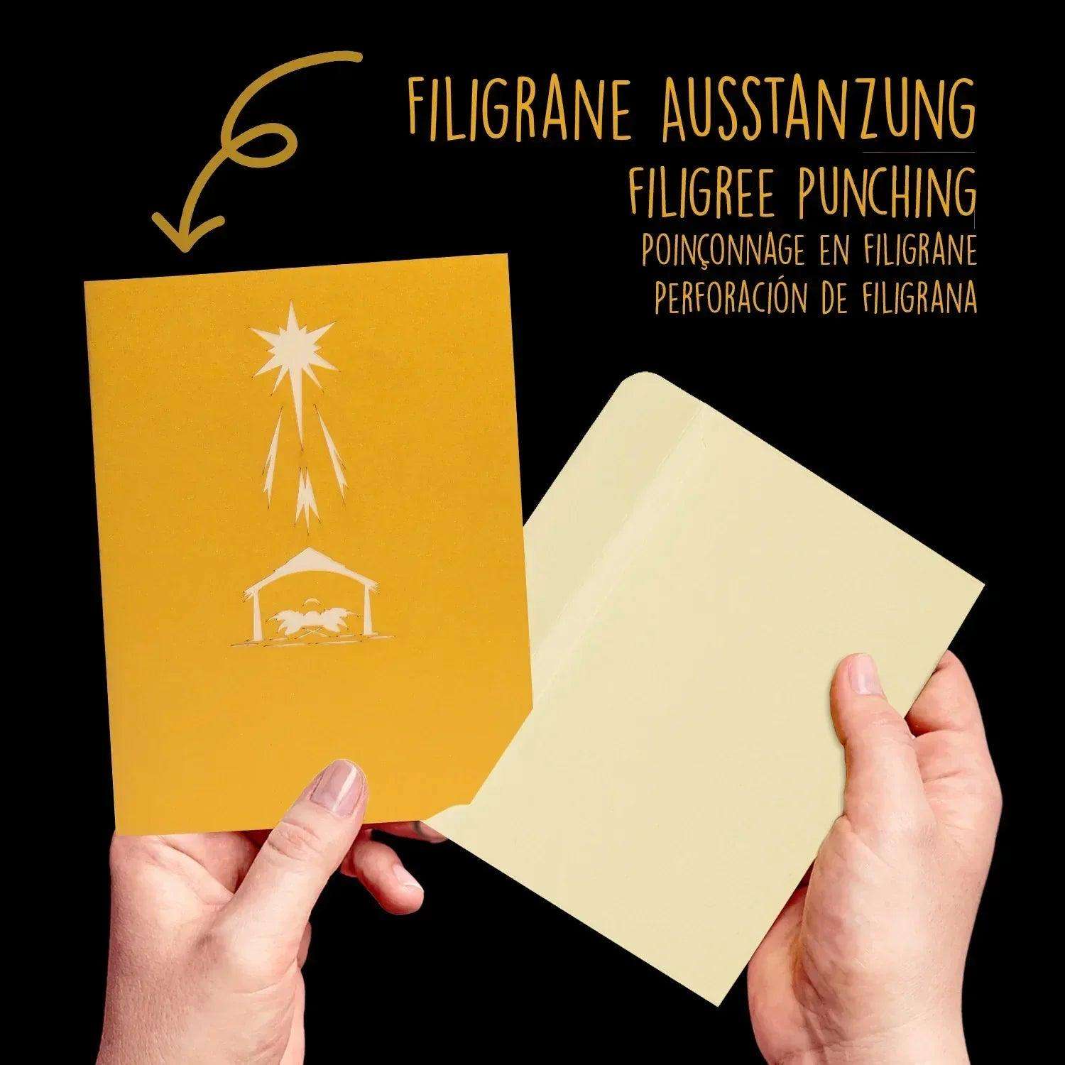 Rotierende 3D Pop-Up Karte Heilige Drei Könige Krippe, Stern, N416 LINPopUp N416