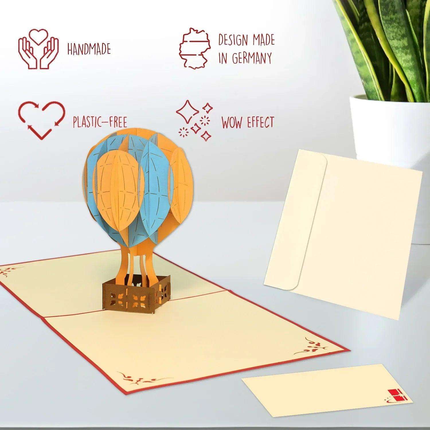 3D Pop-Up Karte Heißluftballon, N150 - LINPopUp