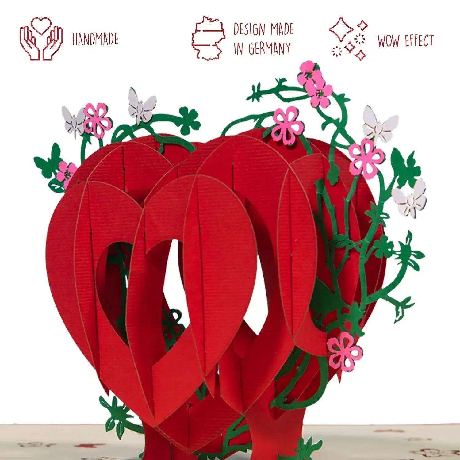 3D Pop-Up Karte Herz Blumen Schmetterlinge, N6 LINPopUp N6