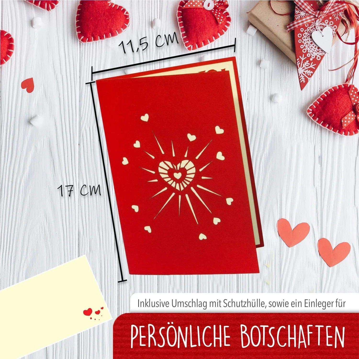 3D Pop-Up Karte Herzblumen Valentinstag, N296 LINPopUp N296
