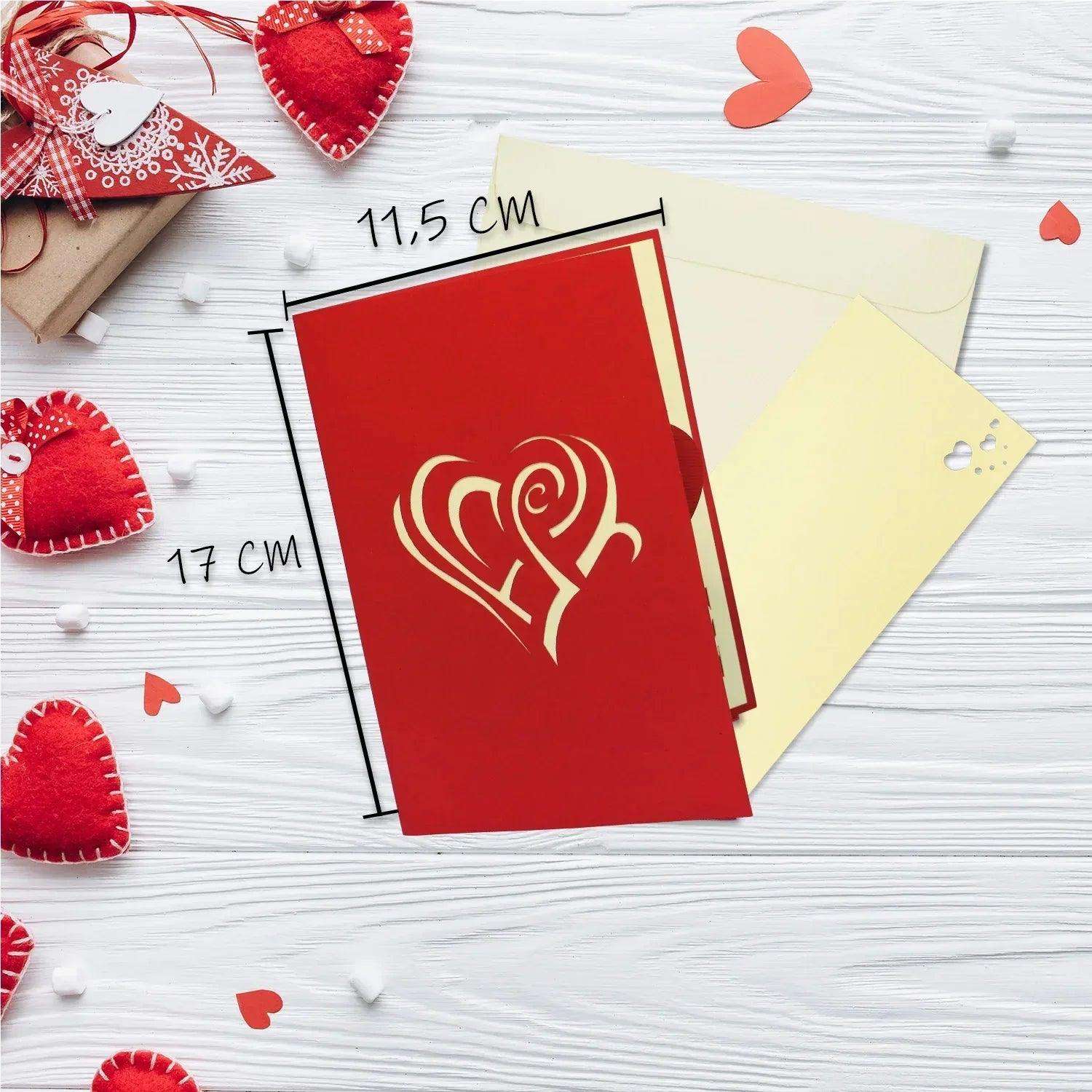 3D Pop-Up Karte Herzen Spirale Valentinstag, N58 LINPopUp N58