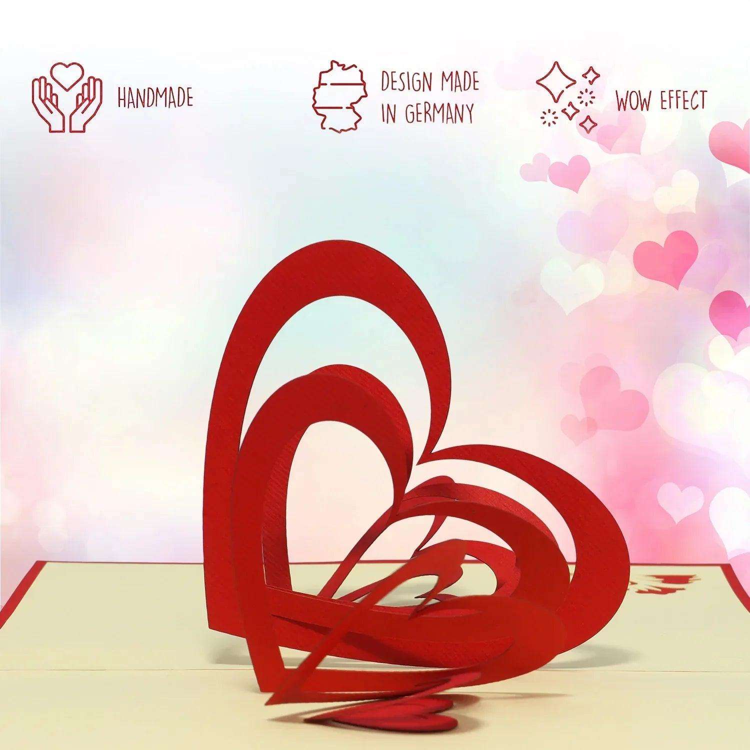 3D Pop-Up Karte Herzen Spirale Valentinstag, N58 LINPopUp N58