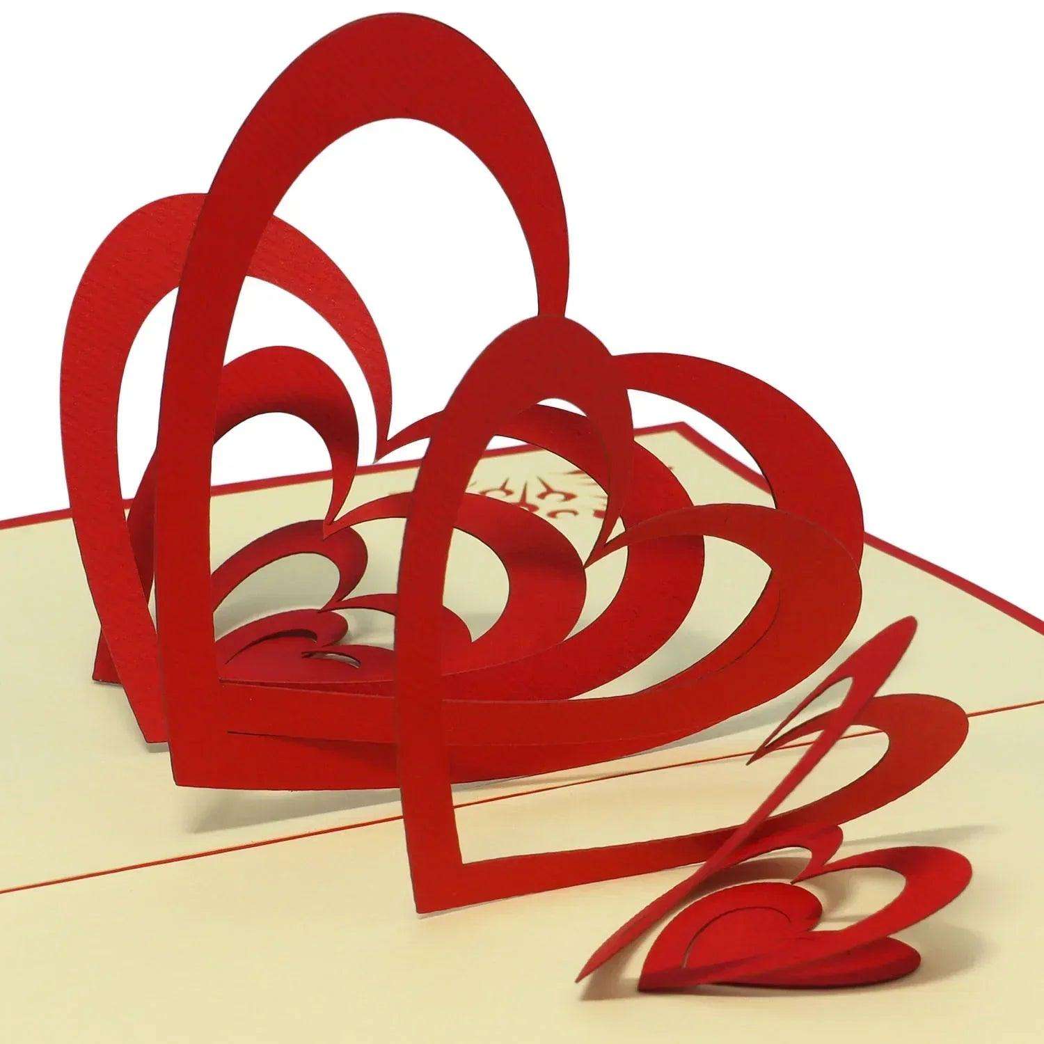 3D Pop-Up Karte Herzen Spirale Valentinstag, N58 LINPopUp N58