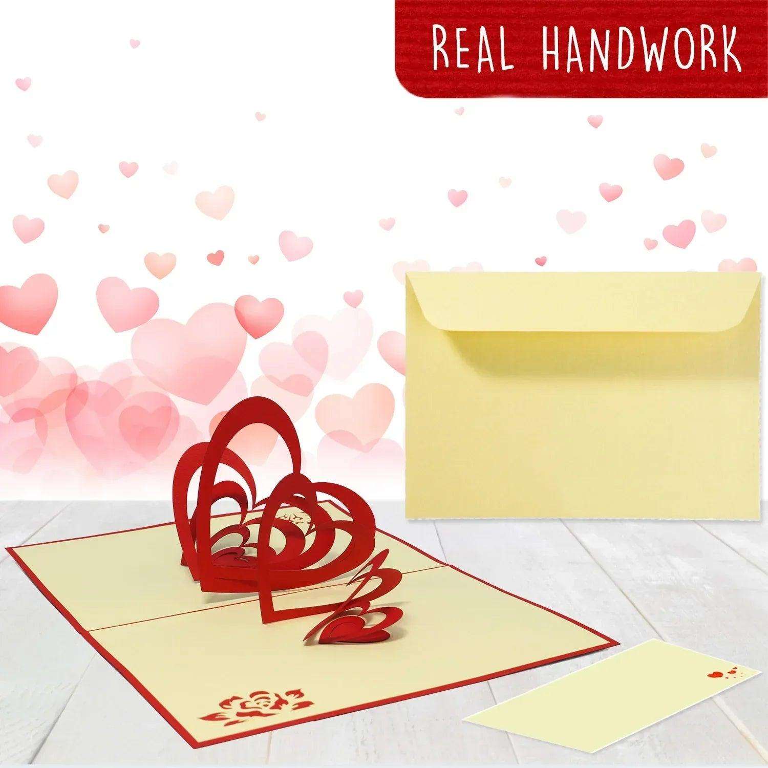 3D Pop-Up Karte Herzen Spirale Valentinstag, N58 LINPopUp N58