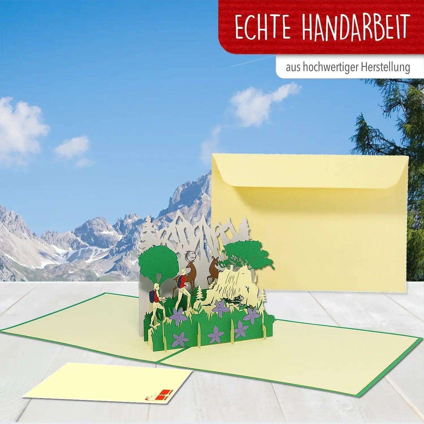 3D Pop-Up Karte Hirsch Berglandschaft, N377 - LINPopUp