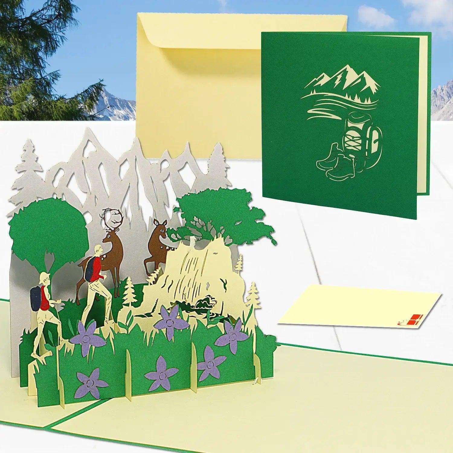 3D Pop-Up Karte Hirsch Berglandschaft, N377 LINPopUp N377