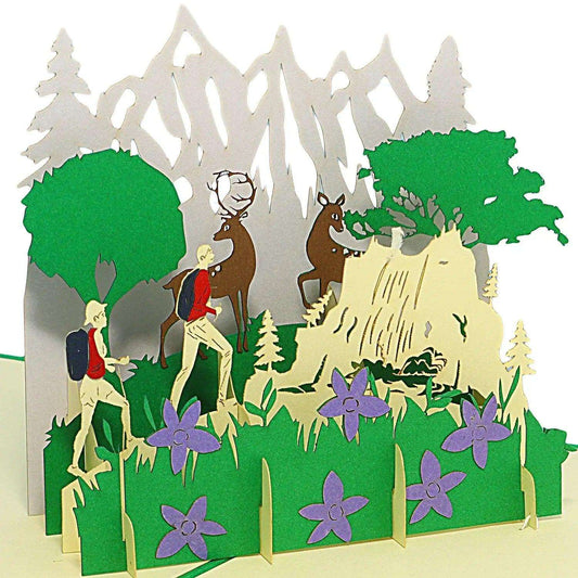 3D Pop-Up Karte Hirsch Berglandschaft, N377 LINPopUp N377