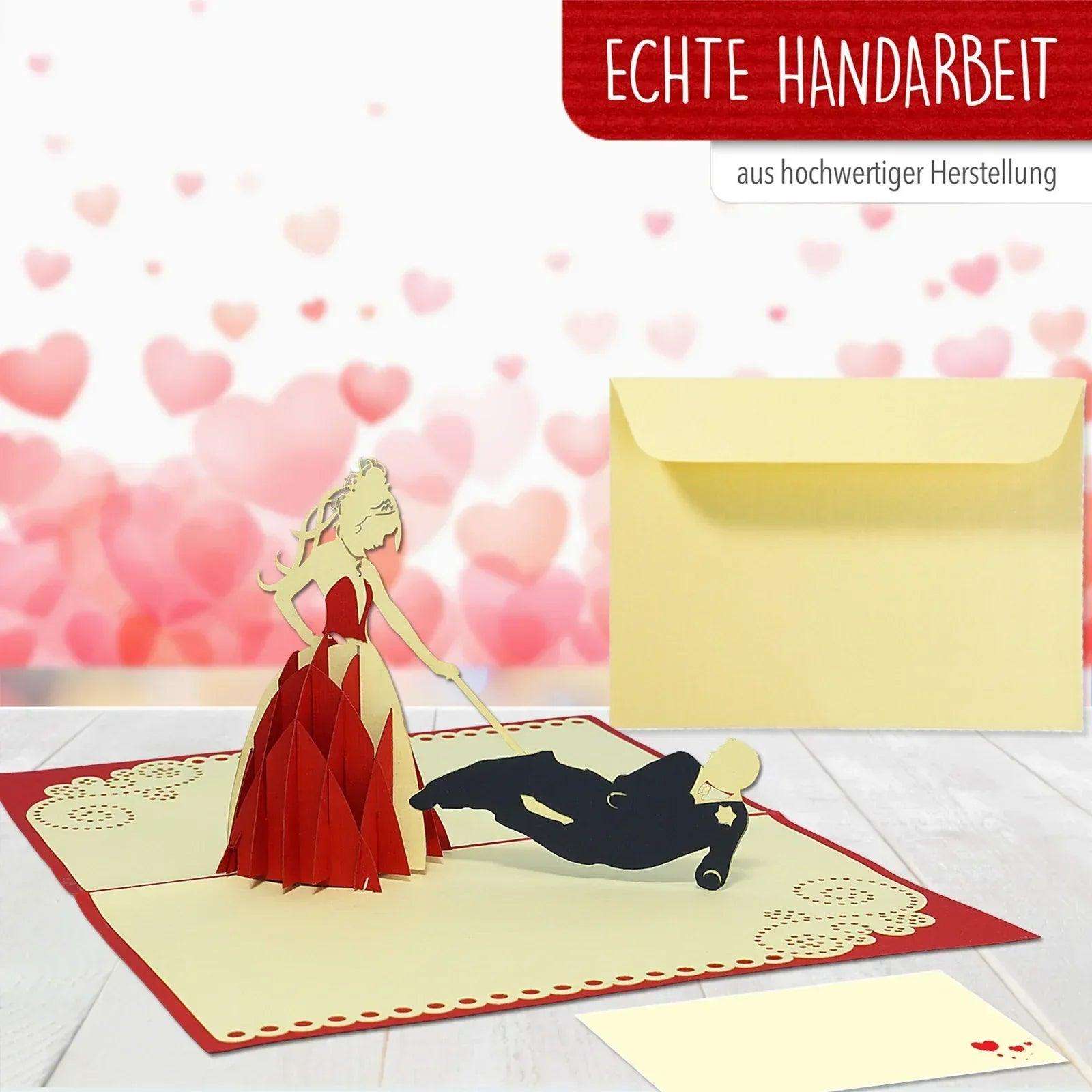3D Pop-Up Karte Hochzeit Brautpaar, Junggesellinnenabschied, N239 - LINPopUp