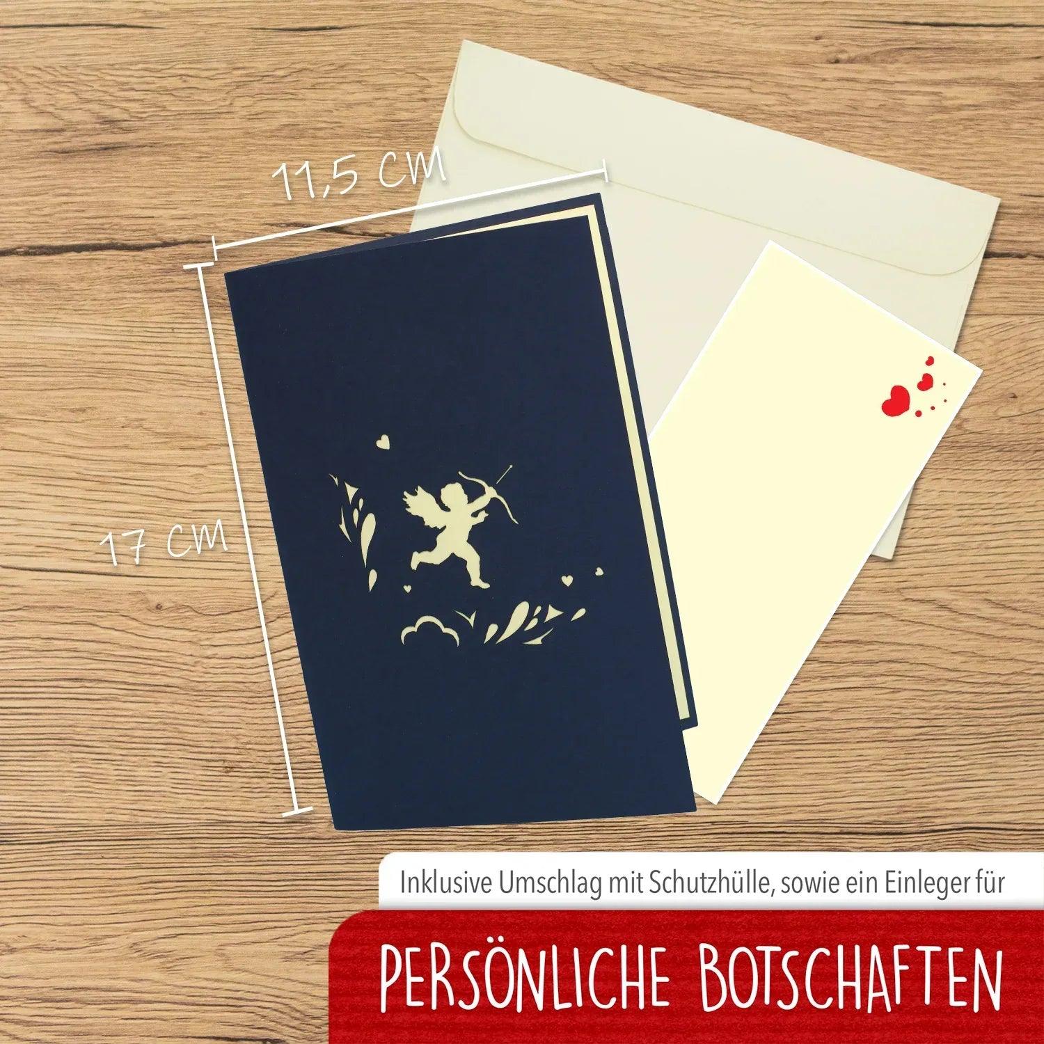 3D Pop-Up Karte, I Love You Herz Blau, N56 - LINPopUp