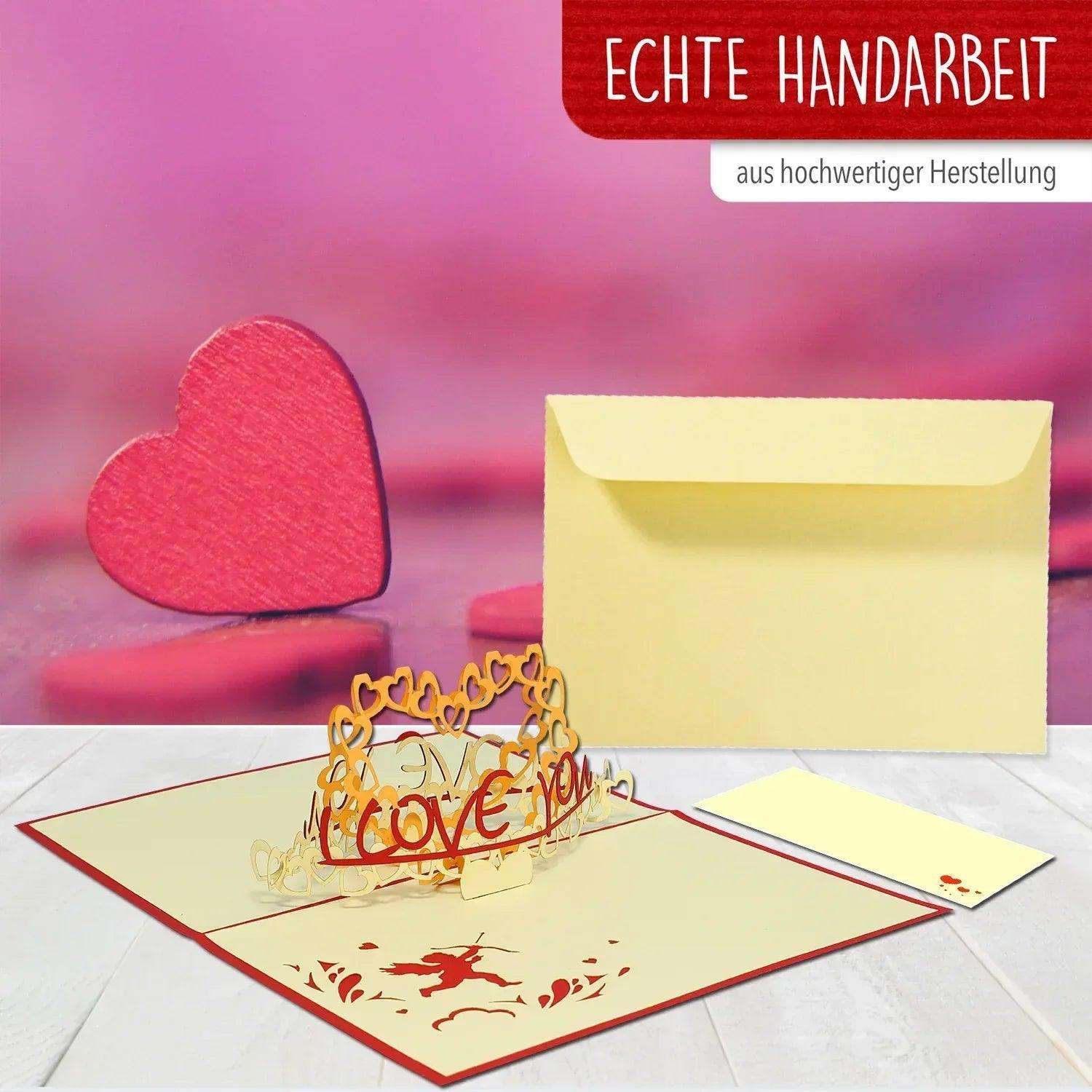 3D Pop-Up Karte, I Love You Herz Rot, N57 LINPopUp N57