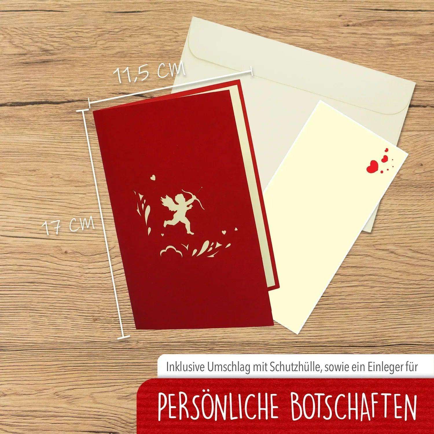 3D Pop-Up Karte, I Love You Herz Rot, N57 - LINPopUp