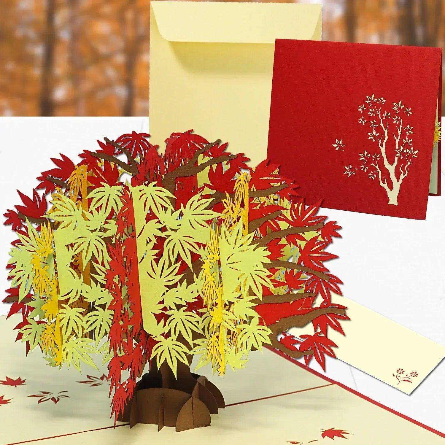 Pop Up Karte 3D Japan Ahorn Baum – Grußkarte Geburtstag & Japan-Fans - LINPopUp