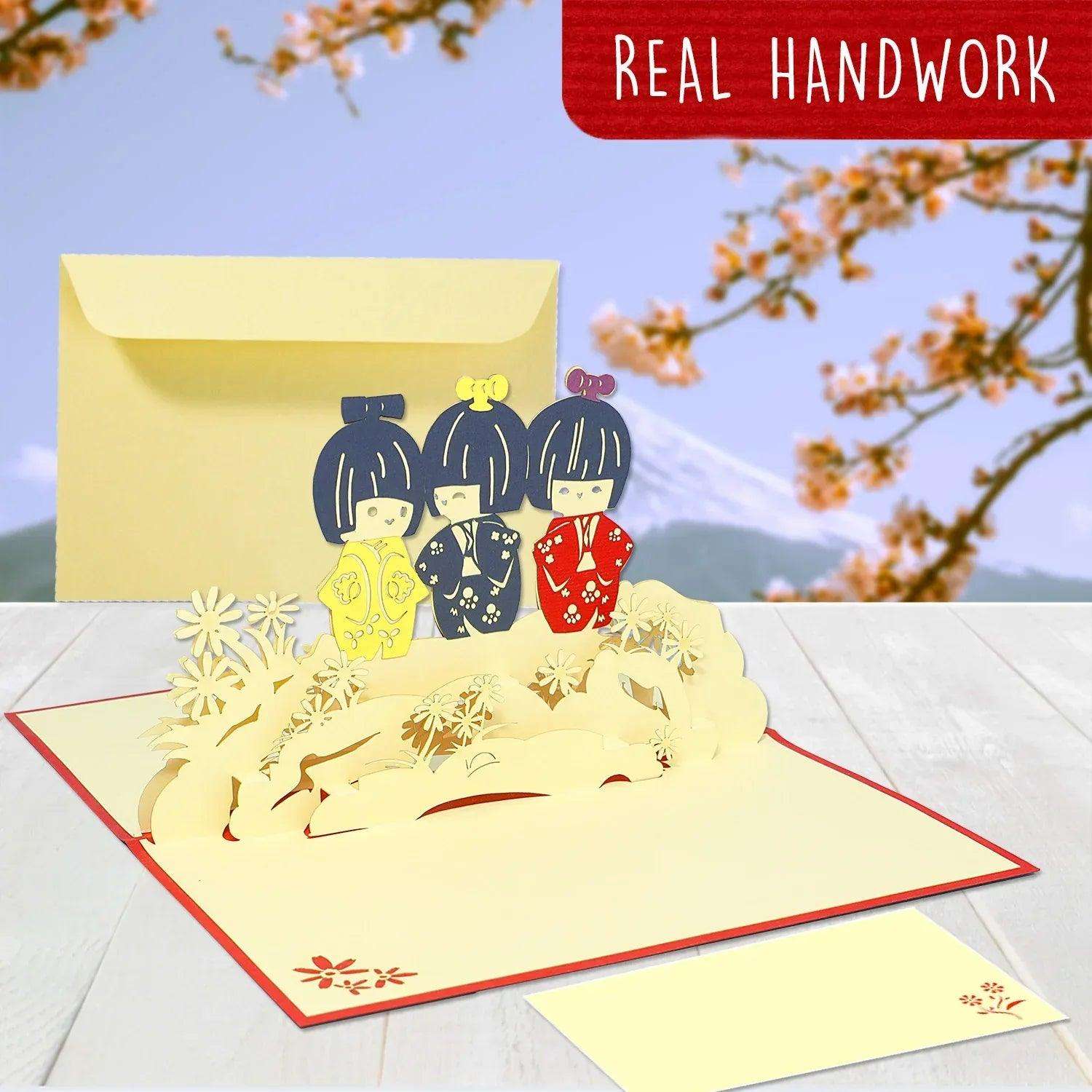3D Pop-Up Karte Japan Geishas Kimono, N128 LINPopUp N128