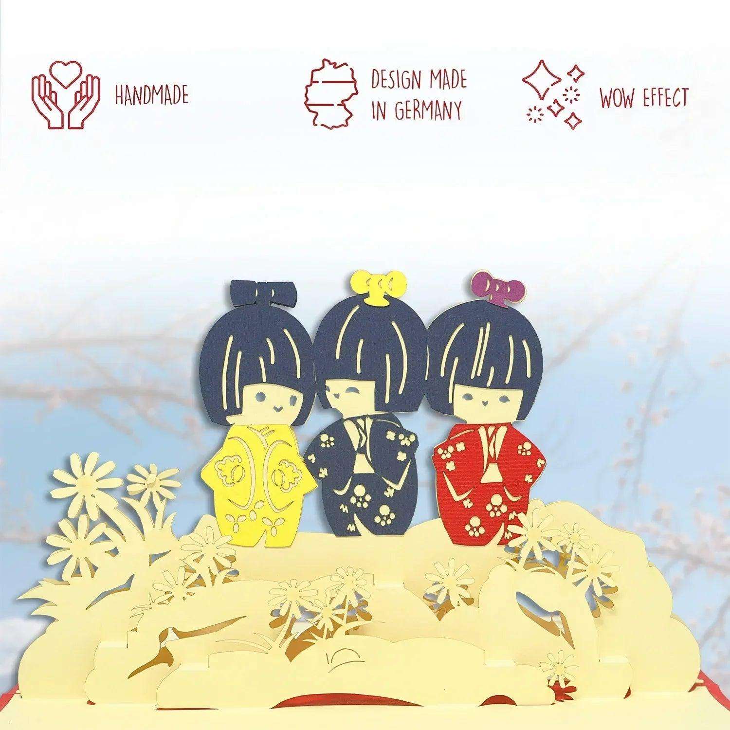 3D Pop-Up Karte Japan Geishas Kimono, N128 - LINPopUp