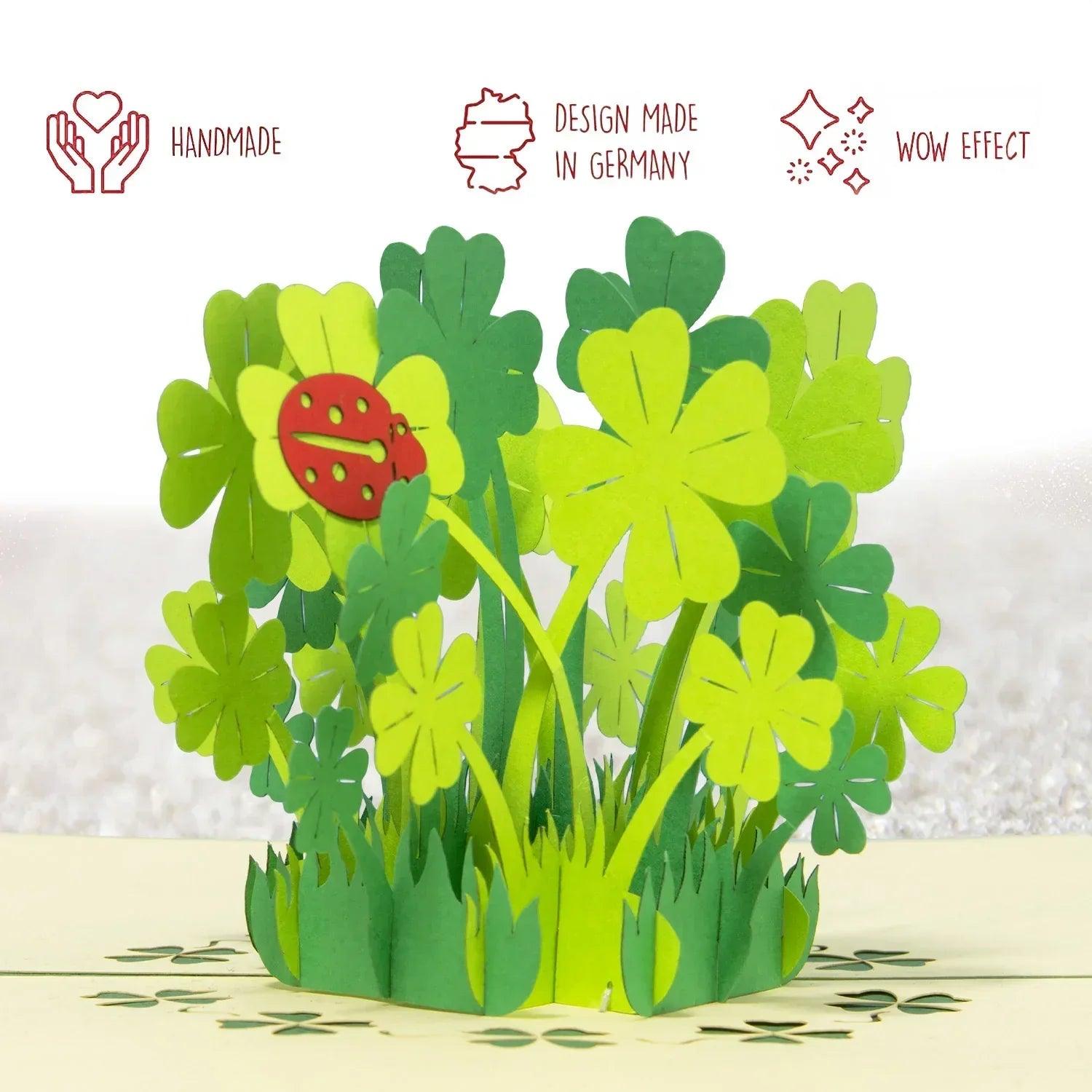 3D Pop-Up Karte Kleeblätter Glück, N276 - LINPopUp