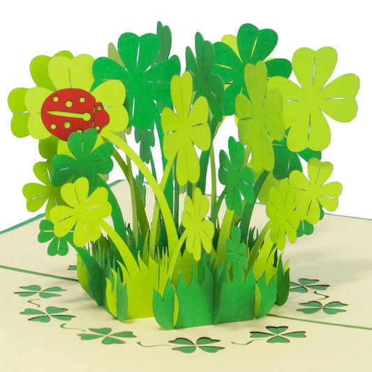 3D Pop-Up Karte Kleeblätter Glück, N276 - LINPopUp