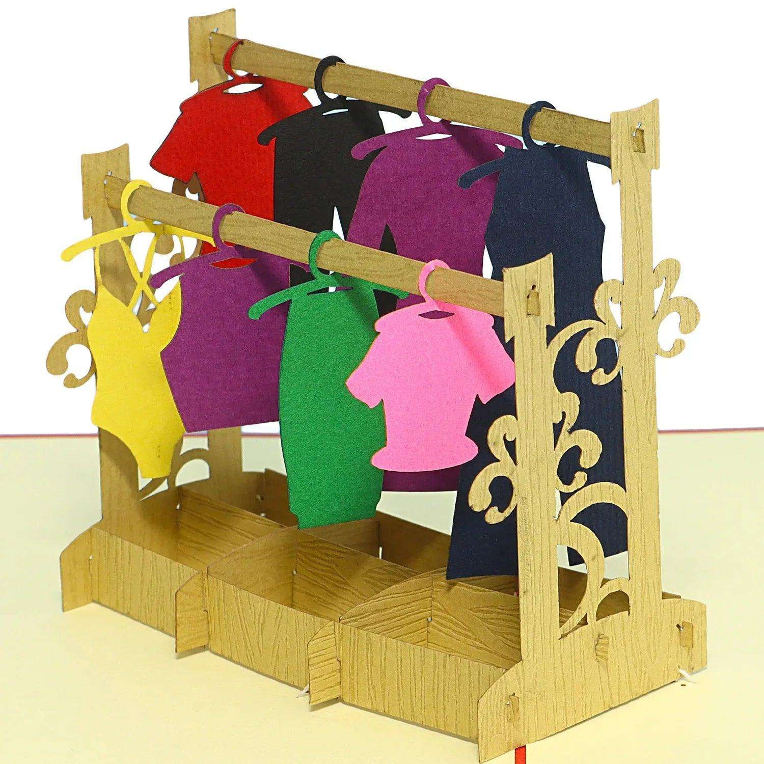 3D Pop-Up Karte Kleiderständer Shopping, N348 - LINPopUp