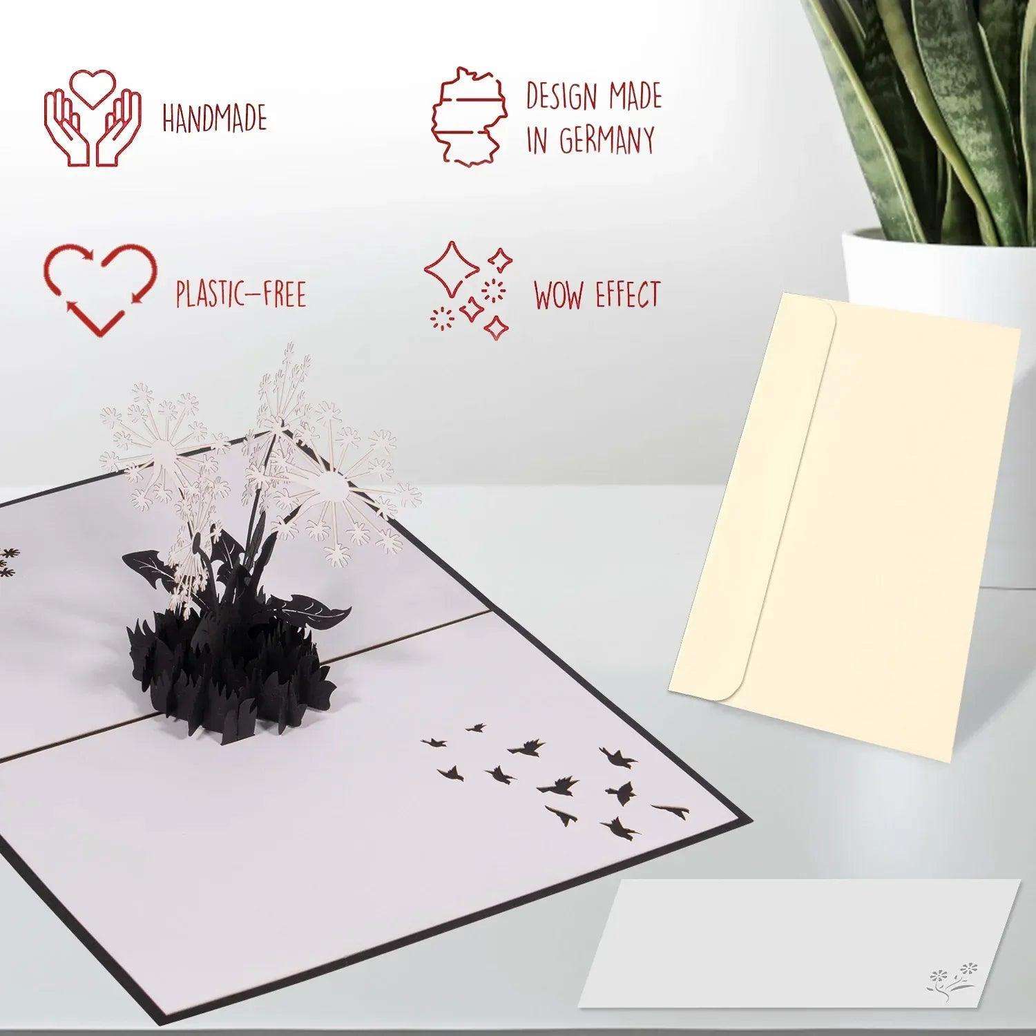 3D Pop-Up Karte Kondolenz Pusteblumen, N387 - LINPopUp