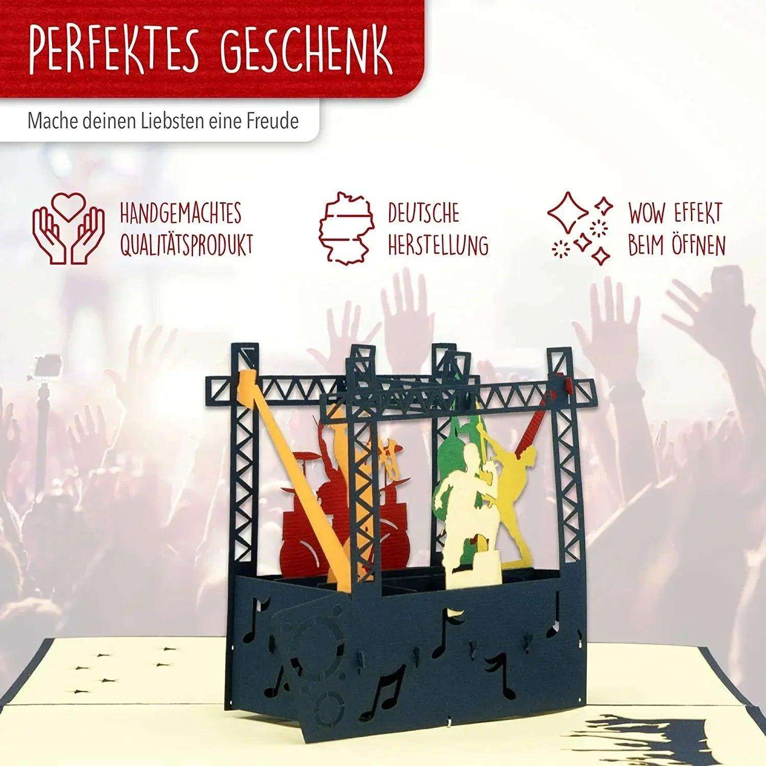 3D Pop-Up Karte Konzertbühne Musik, N339 - LINPopUp