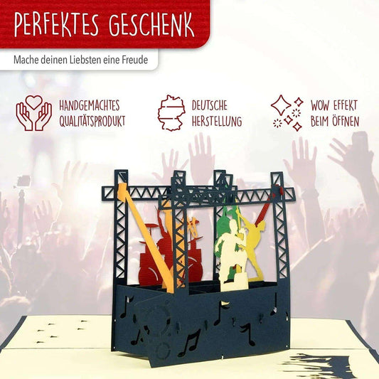 3D Pop-Up Karte Konzertbühne Musik, N339 - LINPopUp