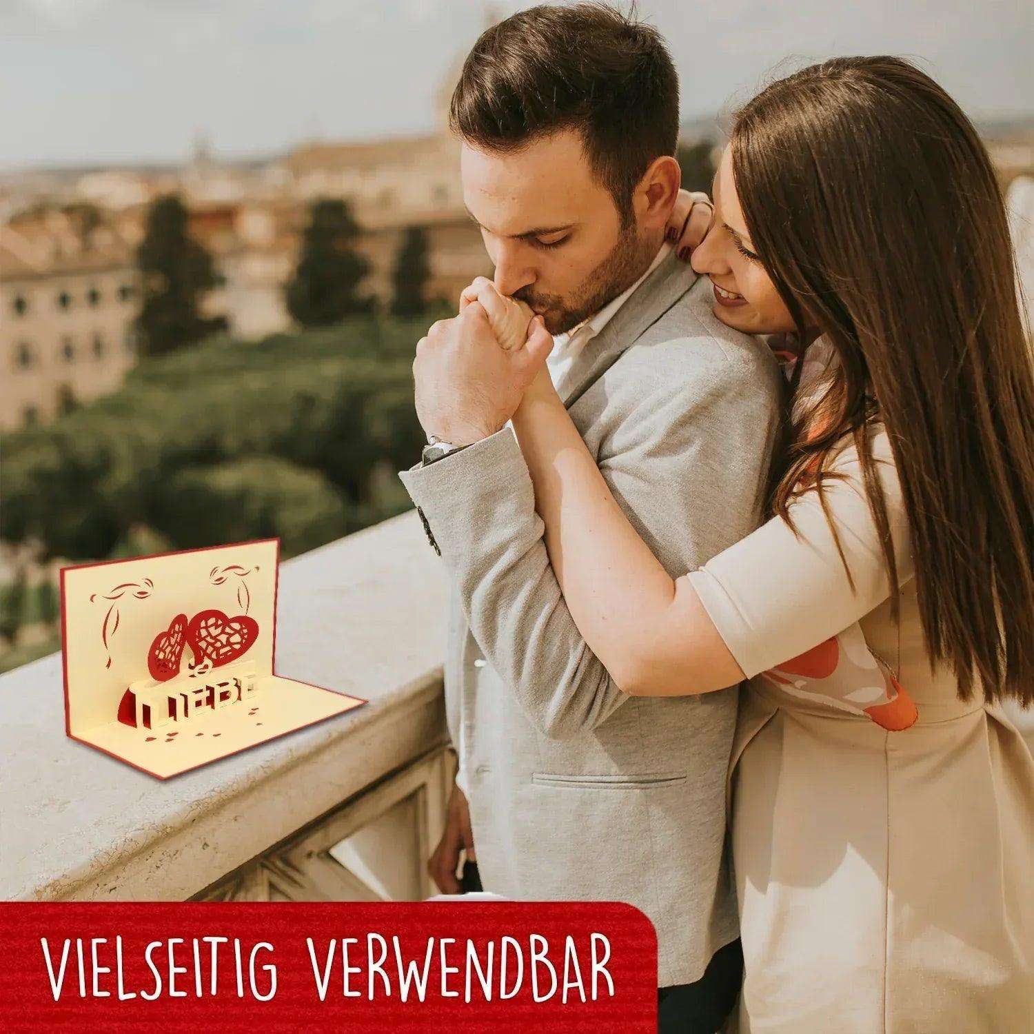 3D Pop-Up Karte Liebe Zwei Herzen, N55 - LINPopUp