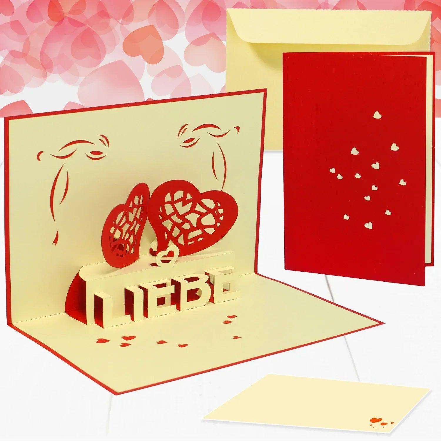 3D Pop-Up Karte Liebe Zwei Herzen, N55 LINPopUp N55